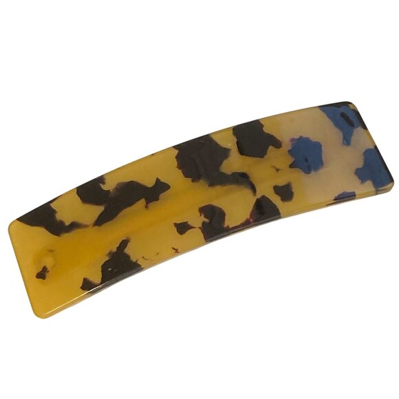 Large Tan Brown Tortoise Shell Confetti Acrylic Hair Barrette French Clip Style - Picture 1 of 9